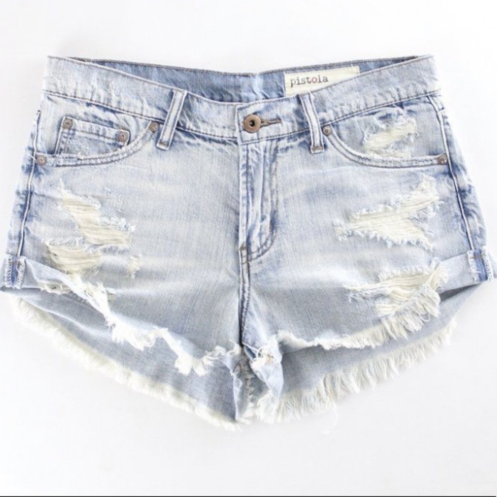 Pacsun light wash distressed jean shorts #0079